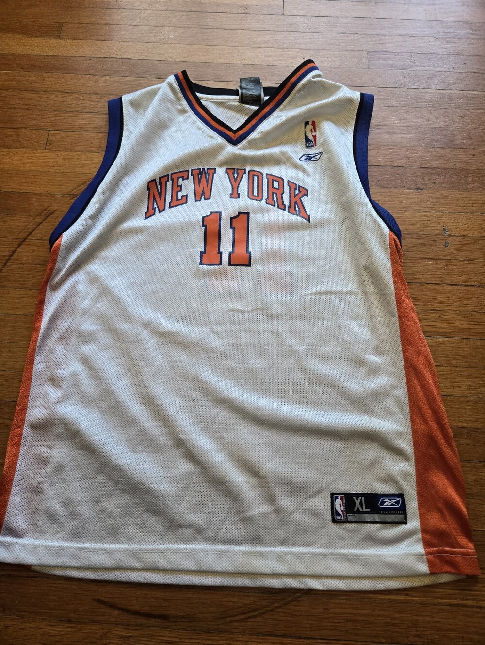 Reebok New York Knicks #11 White Orange Basketball Jersey
